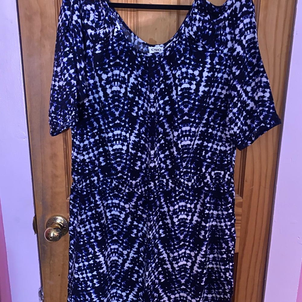 Cato Navy and White Patterned Midi Dress